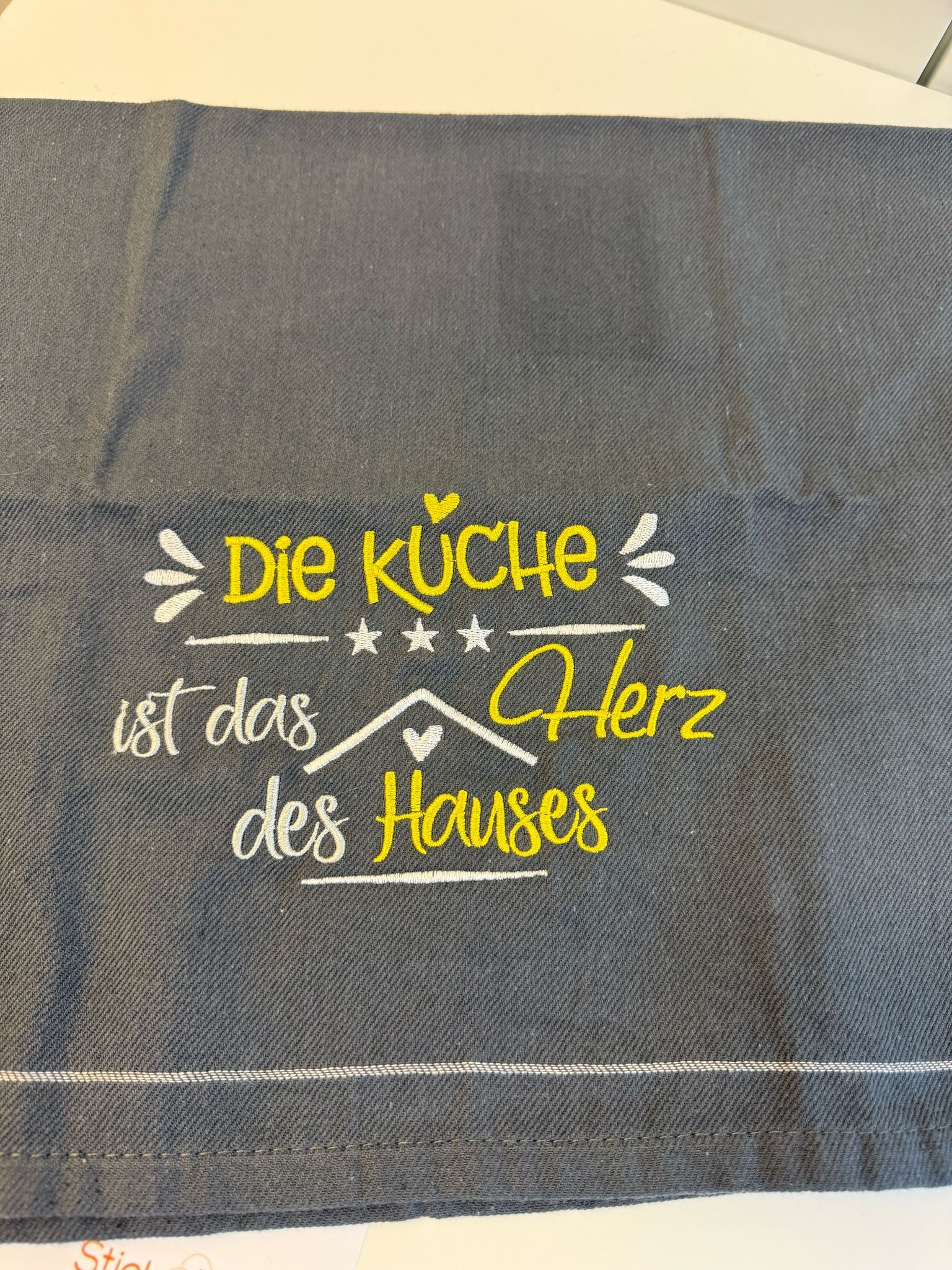 Geschirrtuch - Grau/Gelb/Weiß